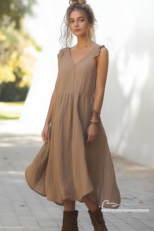 Dreamy eco-friendly flowing linen dress styled in beautiful Granada